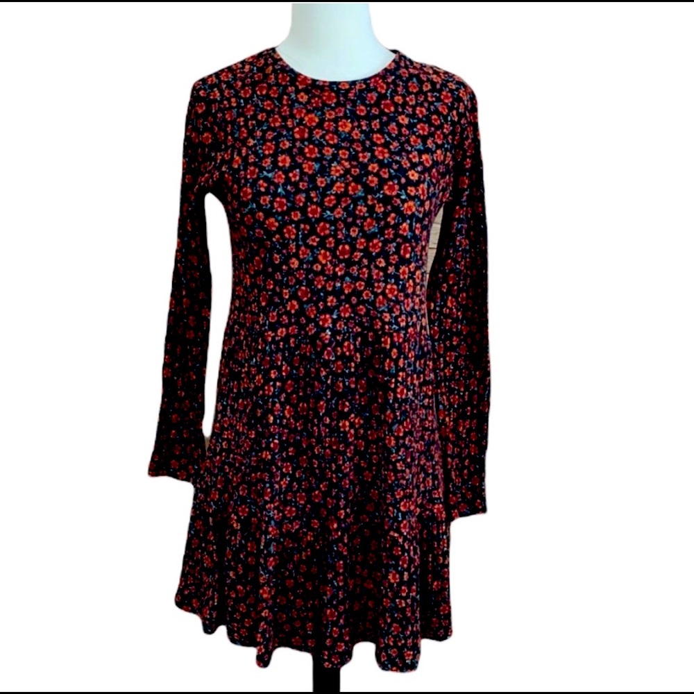 Zara Black Floral Ruffle mini dress